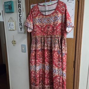 Floral Red and Blue Women's Dress